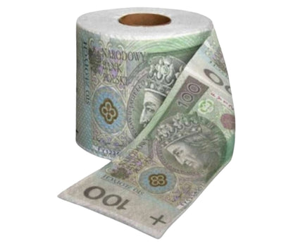 Papier toaletowy w banknoty gadżet imprezowy