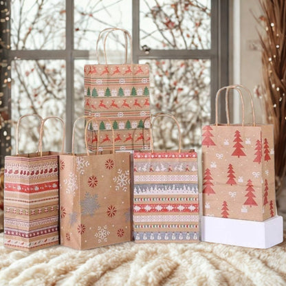 Papierowe torebki świąteczne na prezenty - 320x260x120mm - ZESTAW #10 - DUŻY ROZMIAR