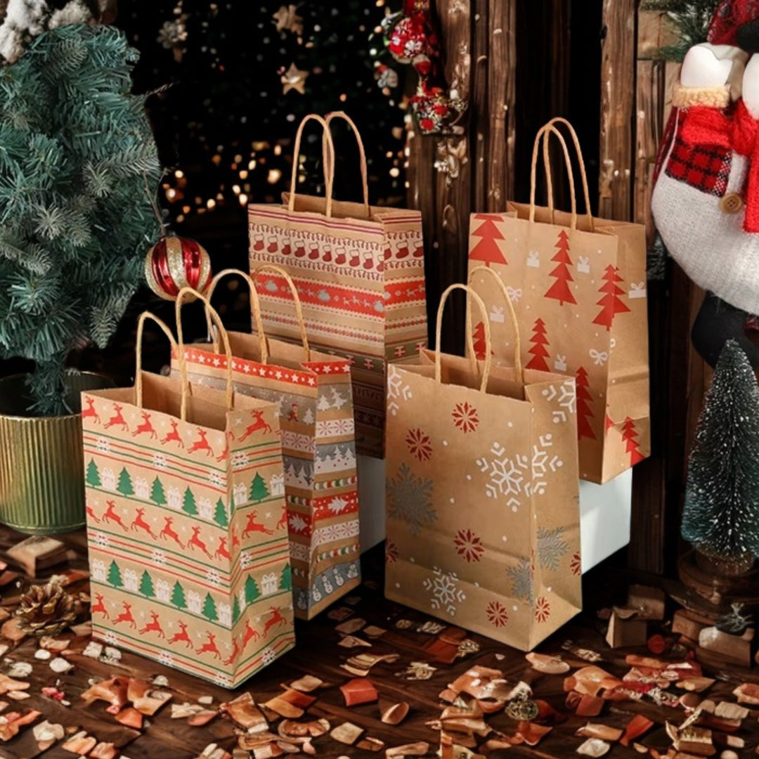 Papierowe torebki świąteczne na prezenty - 320x260x120mm - ZESTAW #10 - DUŻY ROZMIAR