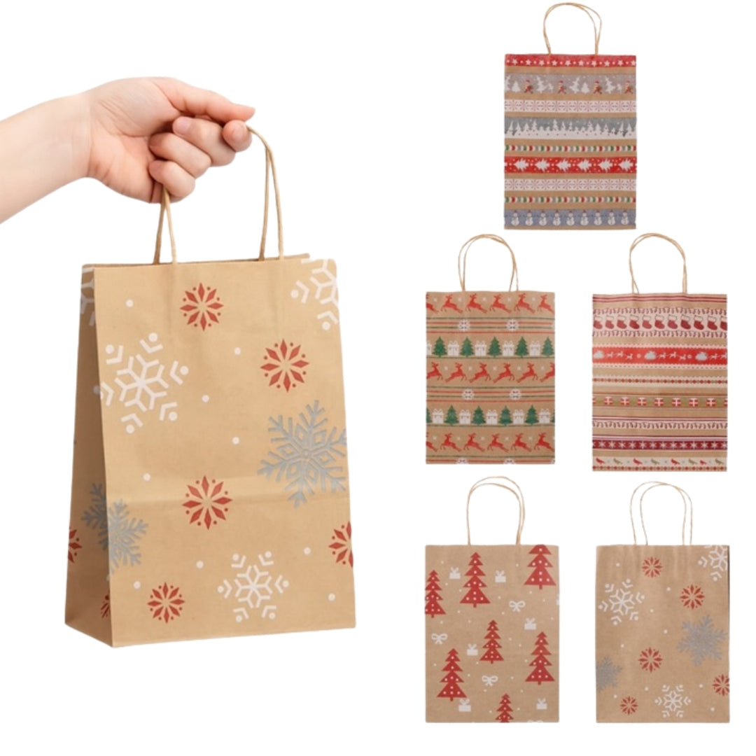 Papierowe torebki świąteczne na prezenty - 320x260x120mm - ZESTAW #10 - DUŻY ROZMIAR
