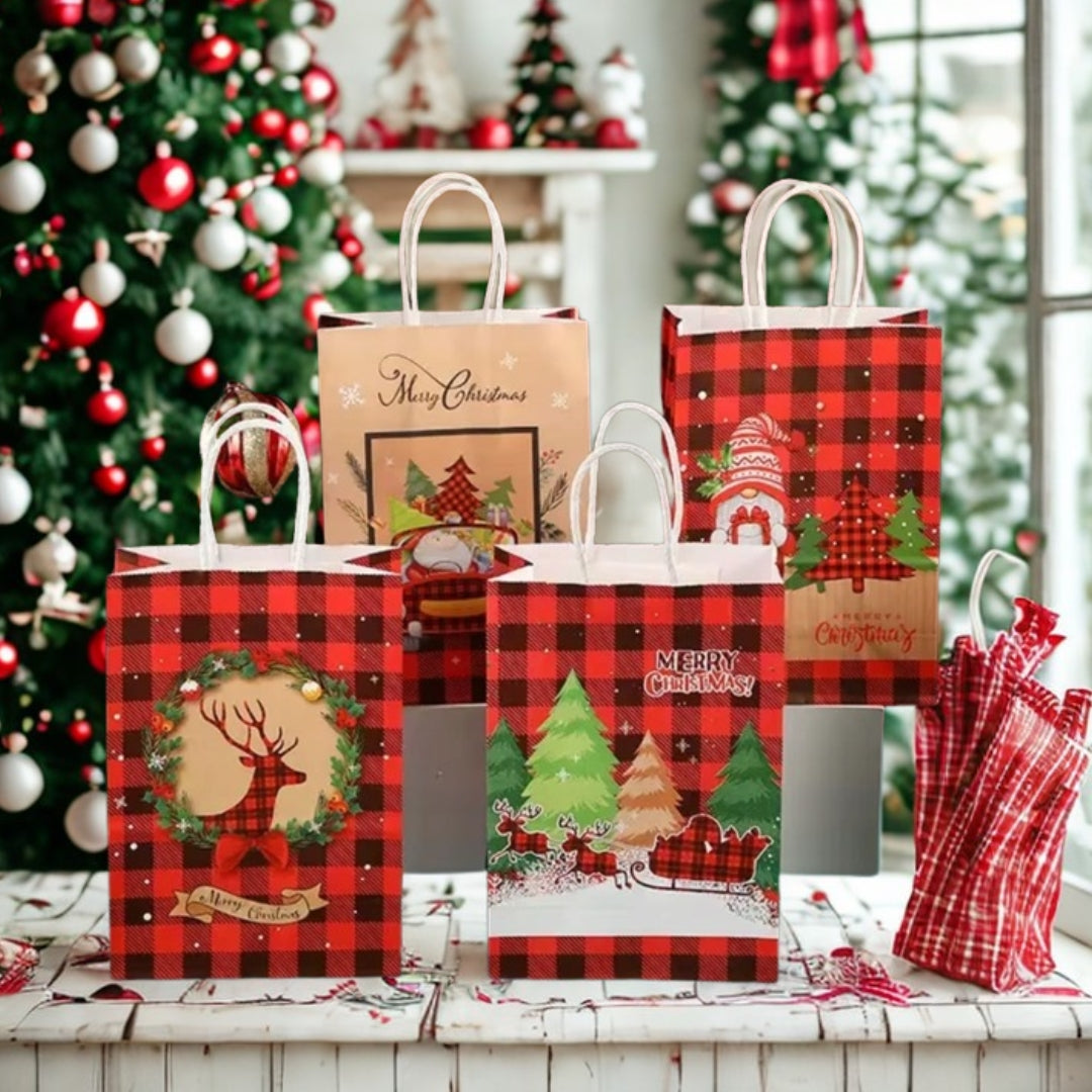 Papierowe torebki świąteczne na prezenty - 270x210x110mm - ZESTAW #11 - ŚREDNI ROZMIAR