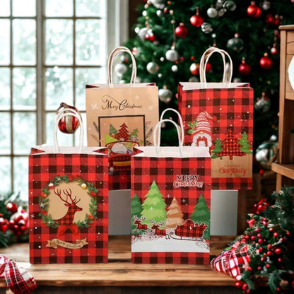 Papierowe torebki świąteczne na prezenty - 270x210x110mm - ZESTAW #11 - ŚREDNI ROZMIAR