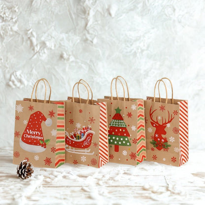 Papierowa torba świąteczna na prezenty - 330x260x120mm - 4 wzory - ZESTAW #2 - DUŻY ROZMIAR