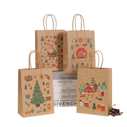 Torebki papierowe na prezenty - ŚWIĄTECZNE - 330x260x120mm - 4 wzory - ZESTAW #3 - DUŻY ROZMIAR