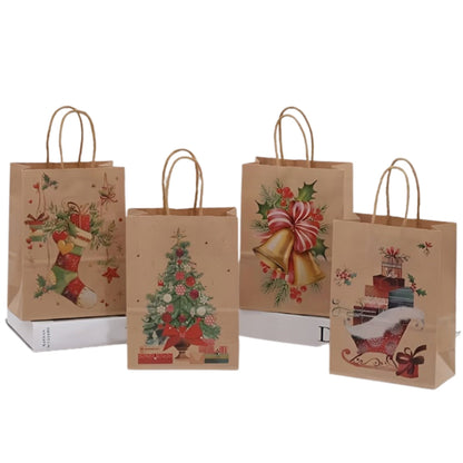 Torby papierowe na prezenty - ŚWIĄTECZNE - 330x260x120mm - 4 wzory - ZESTAW #4 - DUŻY ROZMIAR