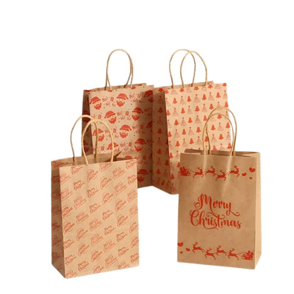 Papierowe torebki świąteczne na prezenty - 270x210x110mm - 4 wzory - ZESTAW #5 - ŚREDNI ROZMIAR