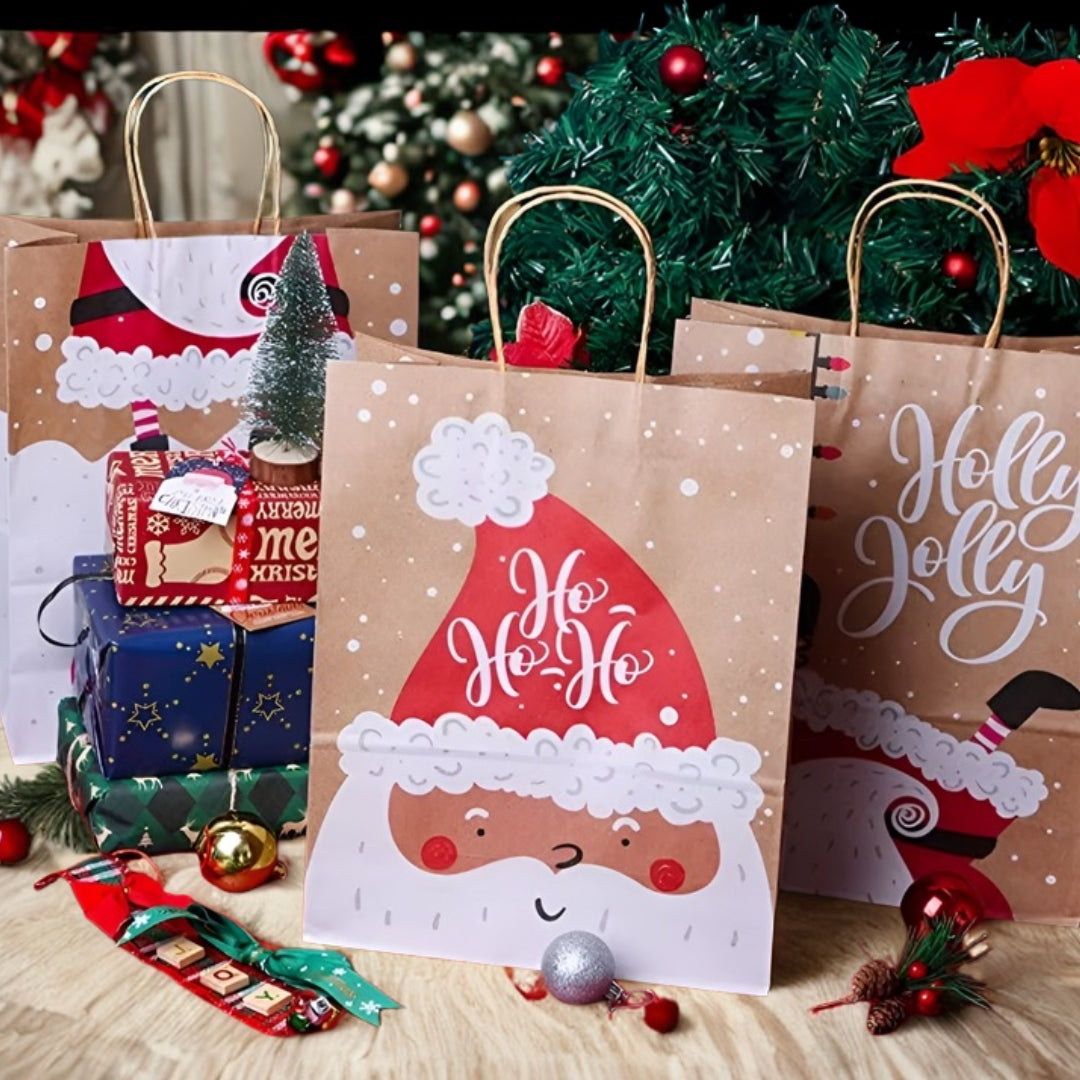 Papierowe torebki świąteczne na prezenty - 210x150x80mm - ZESTAW #7 - MAŁY ROZMIAR