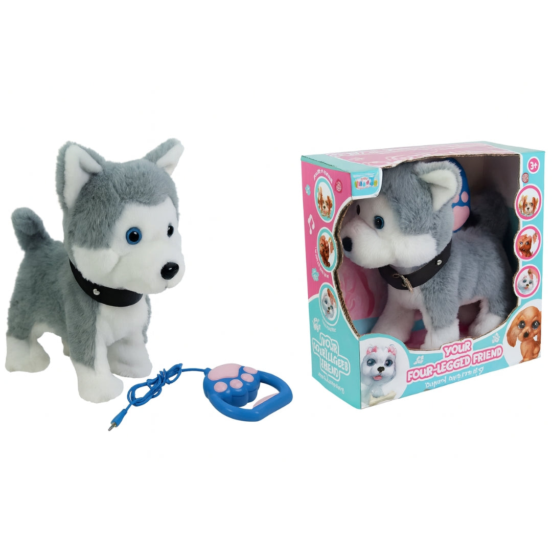 Pluszowy piesek Husky - interaktywny - chodzi, szczeka, sterowany piesek - INTERAKTYWNA ZABAWKA