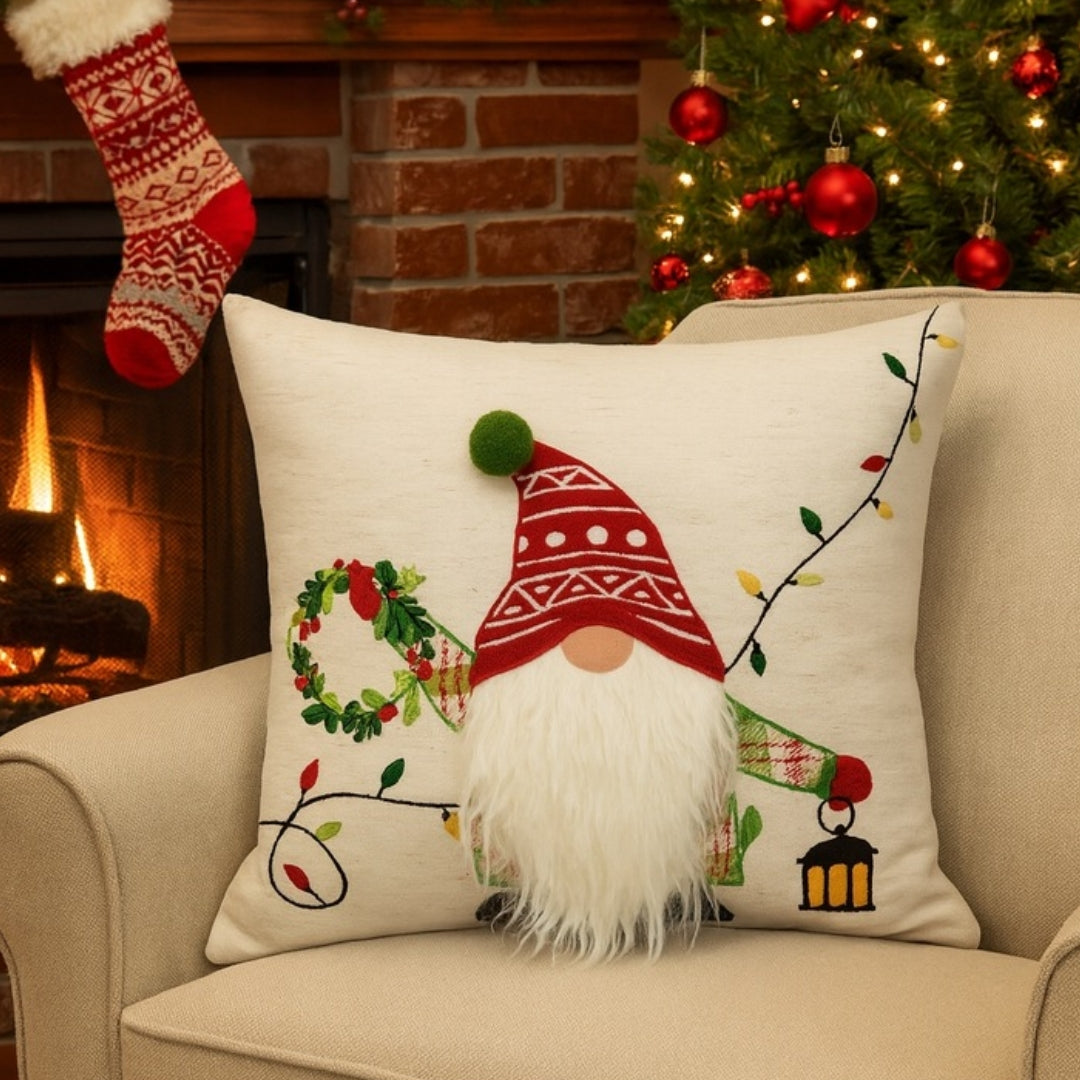 Świąteczna poduszka - w skrzaty świąteczne  45x45cm- GADŻET ŚWIĄTECZNY