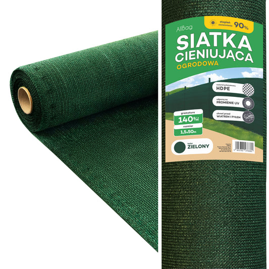 Siatka cieniująca osłonowa maskująca na ogrodzenie ZIELONA 1.5m x 50m