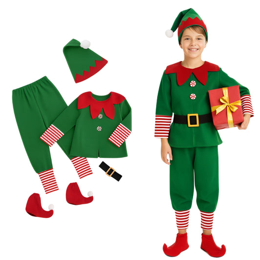 Boy's costume - ELF, GNOK, SANTA'S HELPER, 140cm - 5 pieces