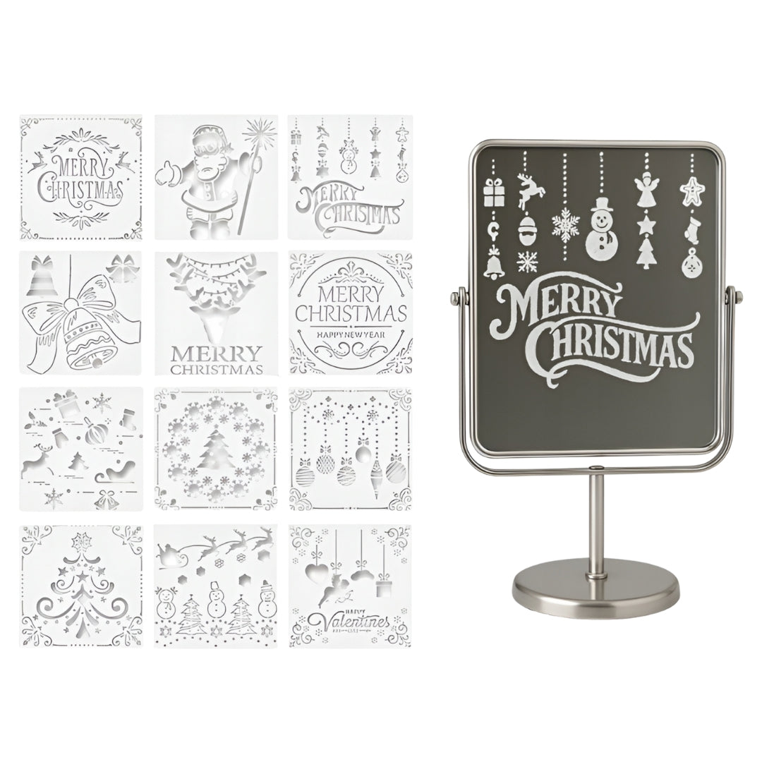 Christmas Stencils for Artificial Snow - SET OF 12 - REUSABLE