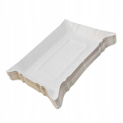 Tacki papierowe białe 14x20 cm, zestaw 100 sztuk, idealne na grilla, catering i serwowanie przekąsek