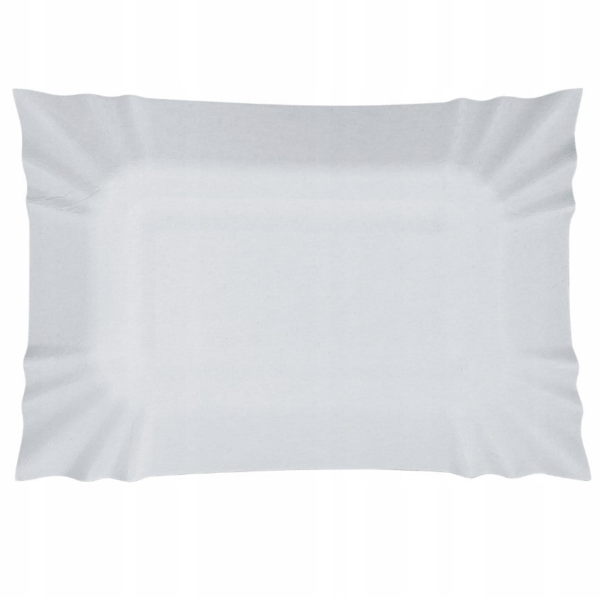 Tacki papierowe białe 14x20 cm, zestaw 100 sztuk, idealne na grilla, catering i serwowanie przekąsek