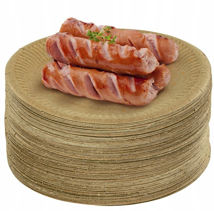 Ekologiczne talerze papierowe 18 cm, zestaw 100 sztuk, idealne do cateringu i imprez plenerowych