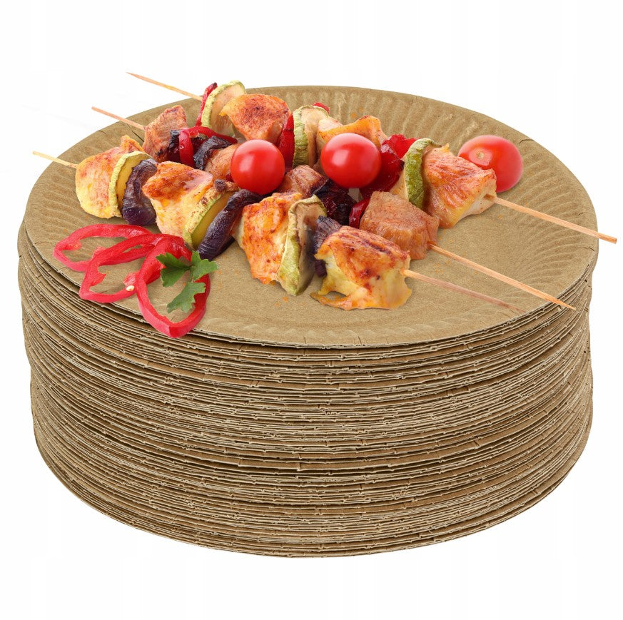 Ekologiczne talerze papierowe 18 cm, zestaw 100 sztuk, idealne do cateringu i imprez plenerowych