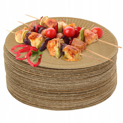 Ekologiczne talerze papierowe 18 cm, zestaw 100 sztuk, idealne do cateringu i imprez plenerowych