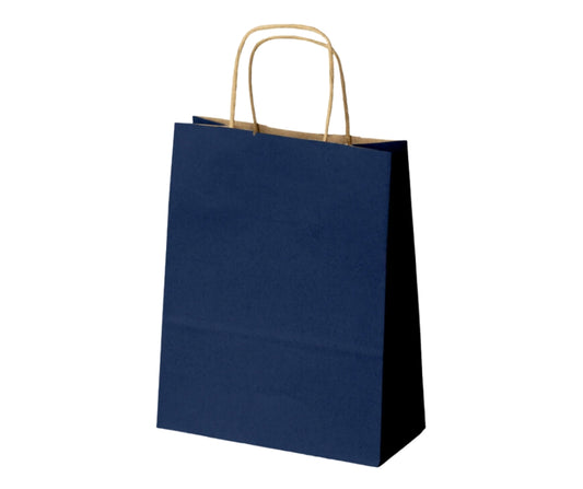Torba papierowa granatowa 180x80x225 mm z uchwytem skręcanym, do eleganckiego pakowania drobnych produktów