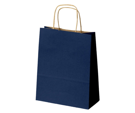 Torba papierowa granatowa 240x100x320 mm z uchwytem skręcanym, elegancka torba do pakowania produktów firmowych