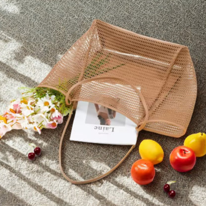 Składana torba plażowa z wytrzymałej siatki - DUŻA TORBA PLAŻOWA, TORBA MIEJSKA