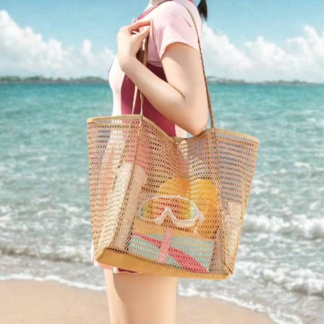 Składana torba plażowa z wytrzymałej siatki - DUŻA TORBA PLAŻOWA, TORBA MIEJSKA