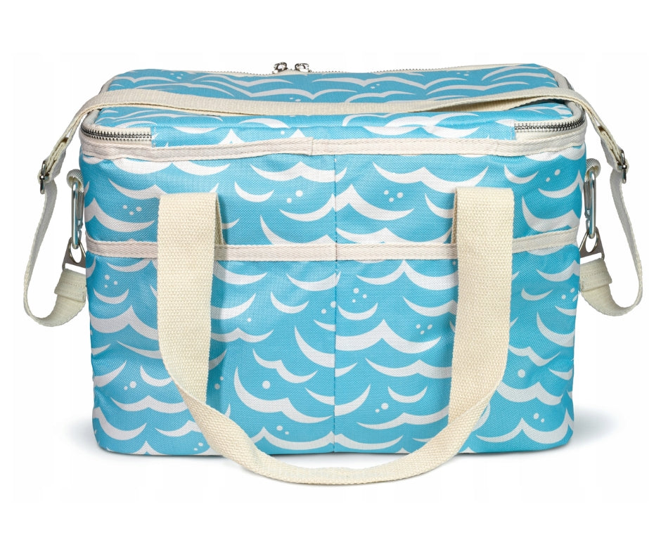 Torba termiczna na plażę z zamkiem błyskawicznym niebieska
