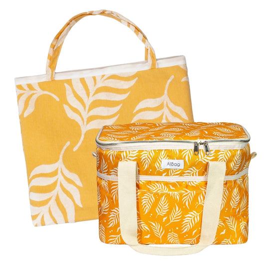 Zestaw wakacyjny ręczniko-torba, torba termiczna POMARAŃCZOWY ZESTAW