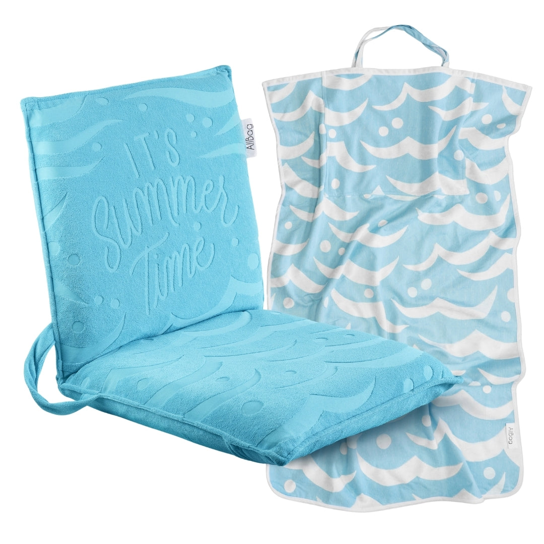 Zestaw wakacyjny leżak, ręczniko-torba NIEBIESKI