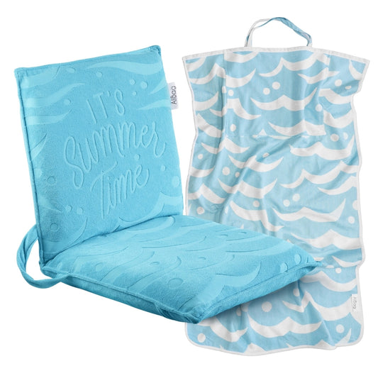 Zestaw wakacyjny leżak, ręczniko-torba NIEBIESKI
