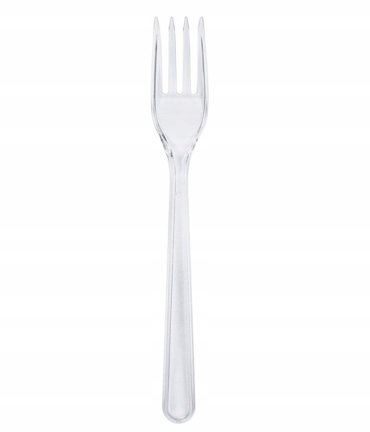 Wielorazowe widelce plastikowe grube, zestaw 50 sztuk, wytrzymałe sztućce do cateringu i imprez