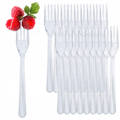 Wielorazowe widelce plastikowe grube, zestaw 50 sztuk, wytrzymałe sztućce do cateringu i imprez