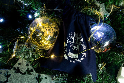 Świąteczny worek bawełniany z reniferem 15x20cm