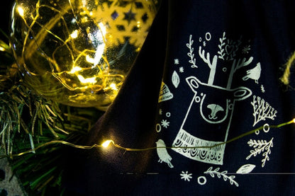 Świąteczny worek bawełniany z reniferem 15x20cm