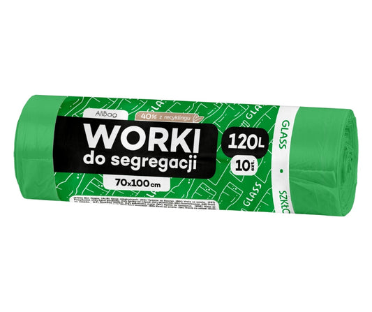 Worki na śmieci 120L zielone ALLBAG