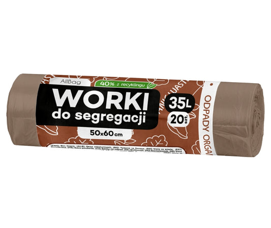 Worki na śmieci 35L brązowe ALLBAG