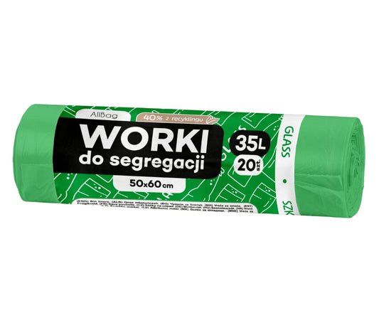 Worki na śmieci 35L zielone ALLBAG