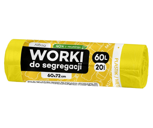 Worki na śmieci 60L żółte ALLBAG