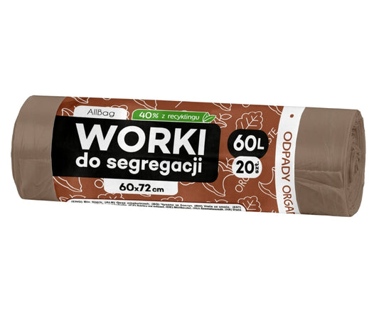 Worki na śmieci 60L brązowe ALLBAG