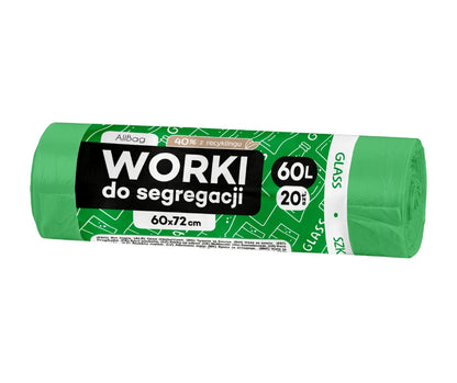 Worki na śmieci 60L zielone ALLBAG