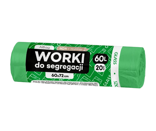 Worki na śmieci 60L zielone ALLBAG