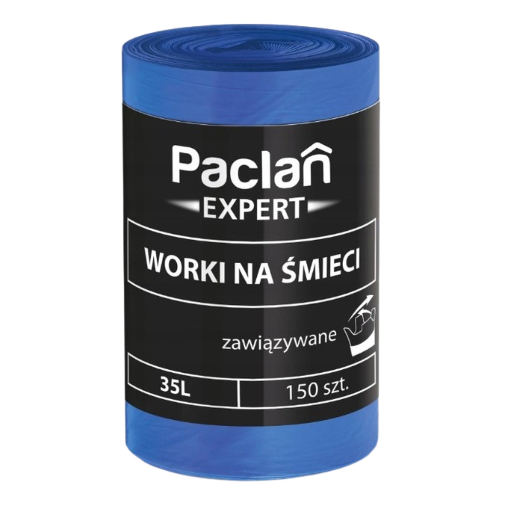 Worki na śmieci Paclan 35 litrów, niebieskie, wytrzymałe worki foliowe do odpadów – b2b allbab
