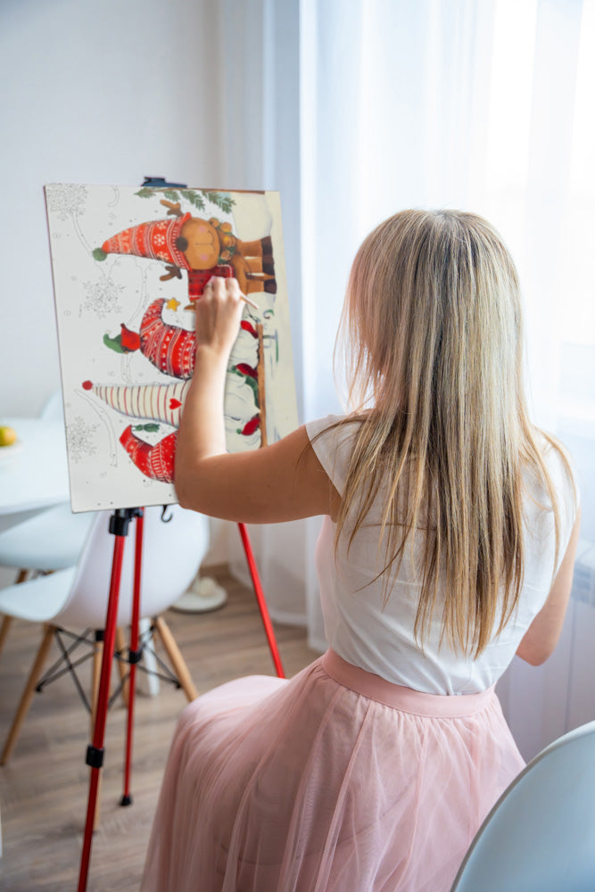 Malowanie po numerach "Świąteczne skrzaty" 40x50 cm + Rama, ŚWIĄTECZNE OBRAZY