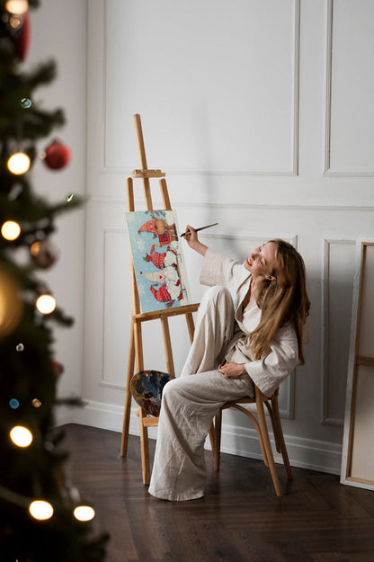 Malowanie po numerach "Świąteczne skrzaty" 40x50 cm + Rama, ŚWIĄTECZNE OBRAZY