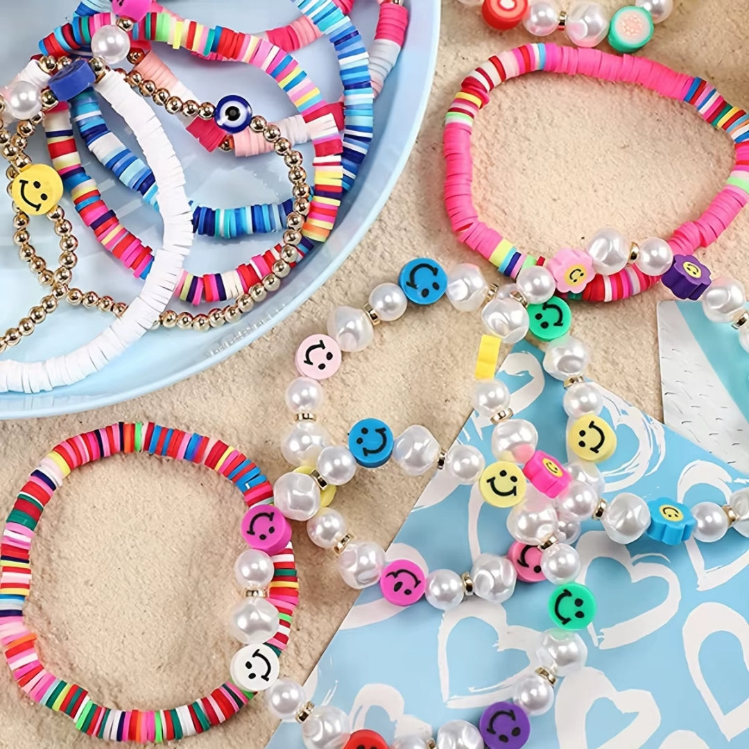 Zestaw koralików do tworzenia bransoletek - zestaw kreatywny dla dzieci - BRANSOLETKI DIY