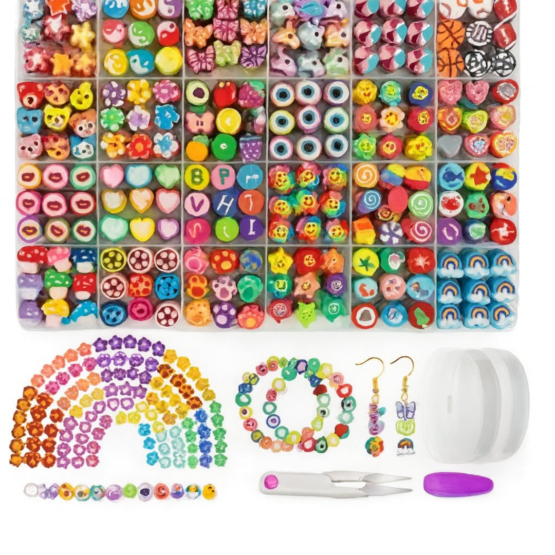 Zestaw koralików do tworzenia bransoletek - zestaw kreatywny dla dzieci - BRANSOLETKI DIY